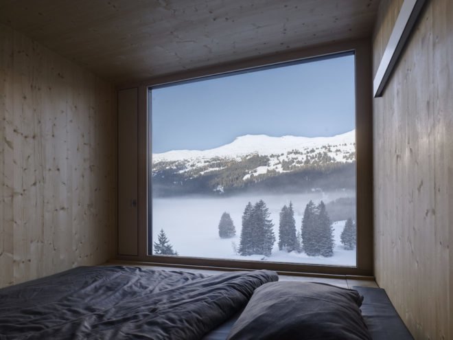Hotel Revier by Carlos Martinez Architekten, prefab hotel, prefab Switzerland hotel, prefabricated hotel rooms, modular hotel design, modular hotel rooms, Hotel Revier, Hotel Revier architecture, Lenzerheide hotel