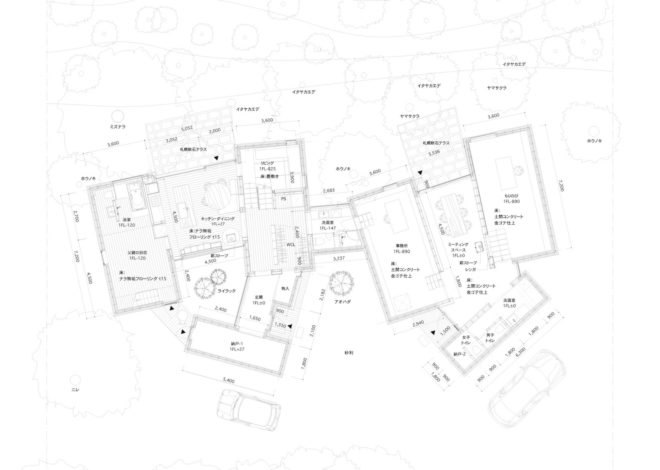 Floor plan for the ground floor of House in Tokiwa by Makoto Suzuki