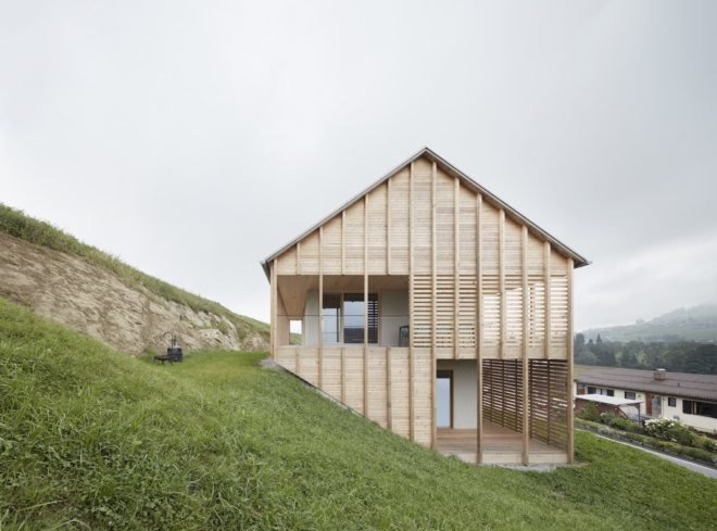 Höller House by Innauer-Matt Architekten, Bregenzerwald contemporary architecture, minimalist Austrian architecture, timber contemporary architecture in Austria, Höller House in Austria, wraparound covered terraces, homes with a concrete core
