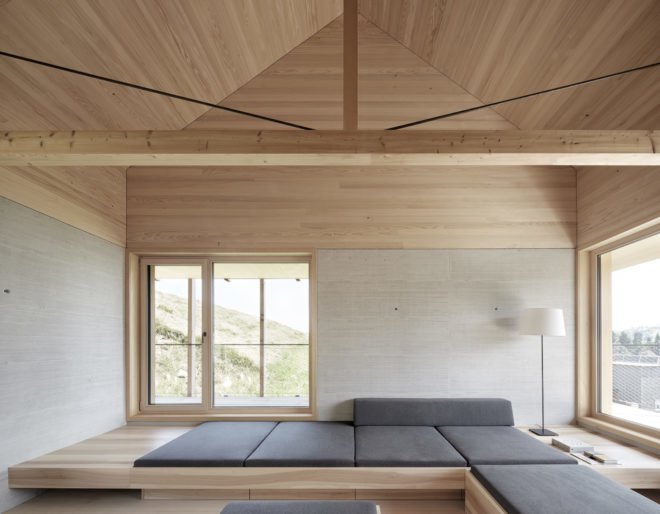 Höller House by Innauer-Matt Architekten, Bregenzerwald contemporary architecture, minimalist Austrian architecture, timber contemporary architecture in Austria, Höller House in Austria, wraparound covered terraces, homes with a concrete core