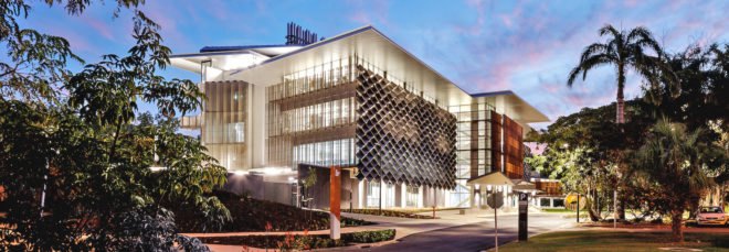 James Cook University The Science Place, James Cook University The Science Place by HASSELL, James Cook University The Science Place LEED, LEED Gold Queensland, LEED Gold Townsville, James Cook University LEED architecture, LEED Gold architecture in Australia, solar powered academic buildings in Australia,