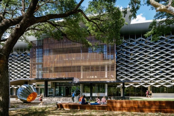 heat deflecting facade James Cook University The Science Place by HASSELL