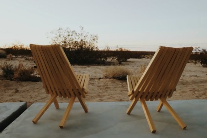 chairs, porch, desert view, joshua tree