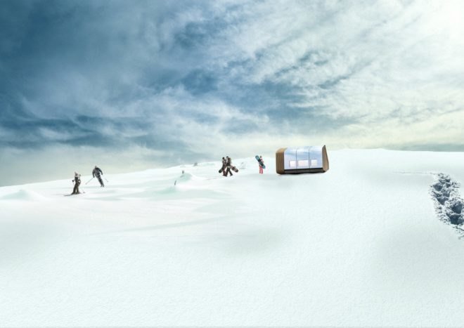 The net zero shelter in the snow