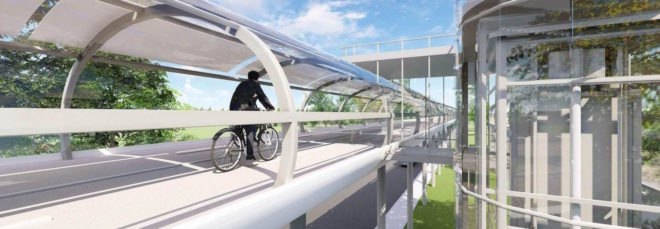 Rendering of a person riding bike on MINILOOP by Richard Moreta