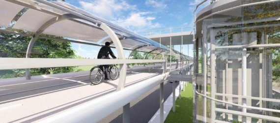 Rendering: Bicyclist riding on the MINILOOP by Richard Moreta