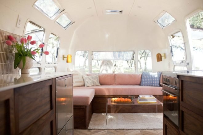 The interior space of the Isla Modern Caravan.