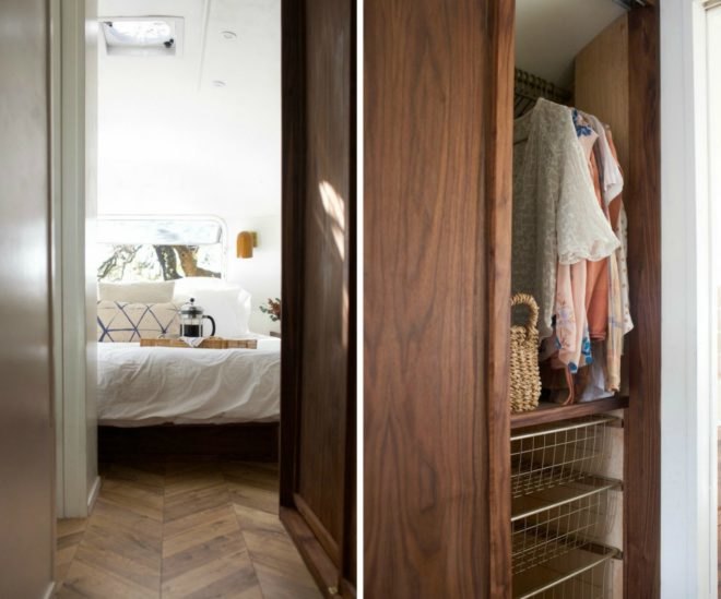 Bedroom inside the Modern Caravan Isla Airstream