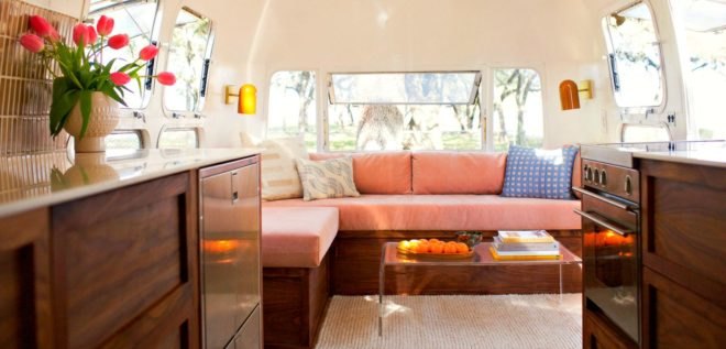 The interior space of the Isla Modern Caravan.