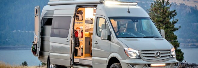 The exterior of the Outside Van Powerstation, an off-grid camper.