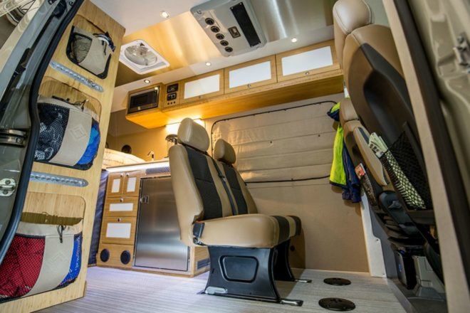 Removable seats in the interior of the Outside Van Powerstation