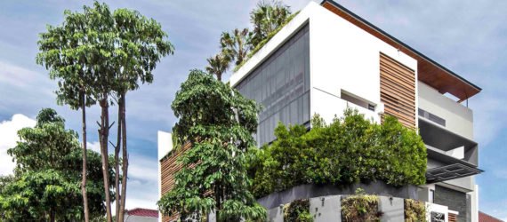 YN House, HYJA, swimming pool, Indonesia, natural ventilation, green architecture, wood grille, low maintenance, shading, green interior
