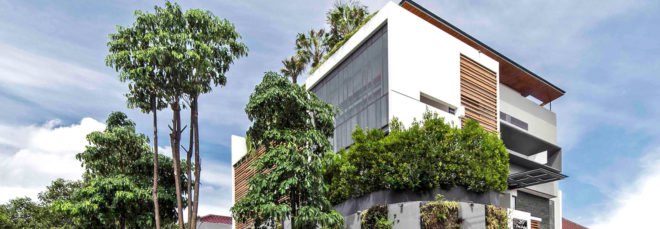 YN House, HYJA, swimming pool, Indonesia, natural ventilation, green architecture, wood grille, low maintenance, shading, green interior