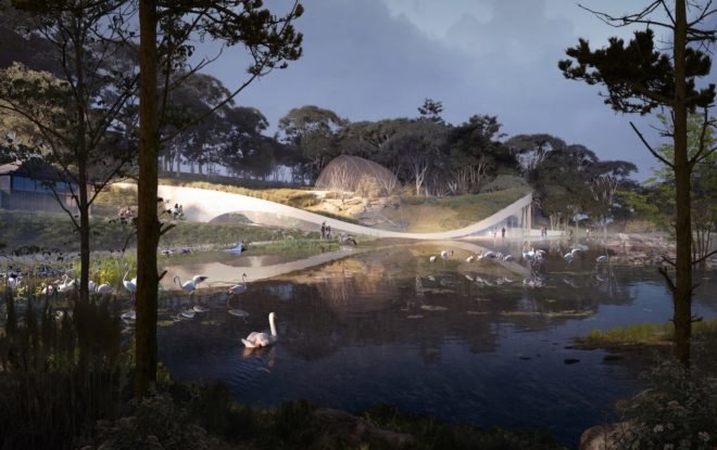 Green roofed entrance Poseidon’s Realm by 3XN and GERNER GERNER PLUS