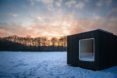 Cabin, winter, forest, snow, landscape