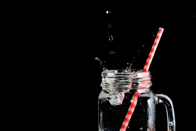 Straw, glass, water, splash, drops, water drops, jar