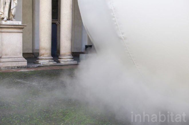Close up image of the air coming through the bottom of the dome's exterior.