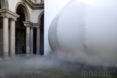 Exterior image of the installment, which is a white, bubble-like dome.