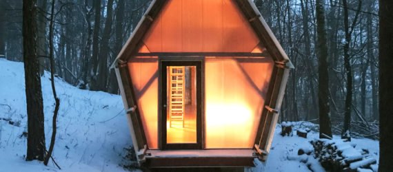 Trailer by Invisible Studio, Invisible Studio same section milling, low cost timber cabin, low cost self build project, plywood interior and polycarbonate cladding, reclaimed materials in self build project, Invisible Studio design build