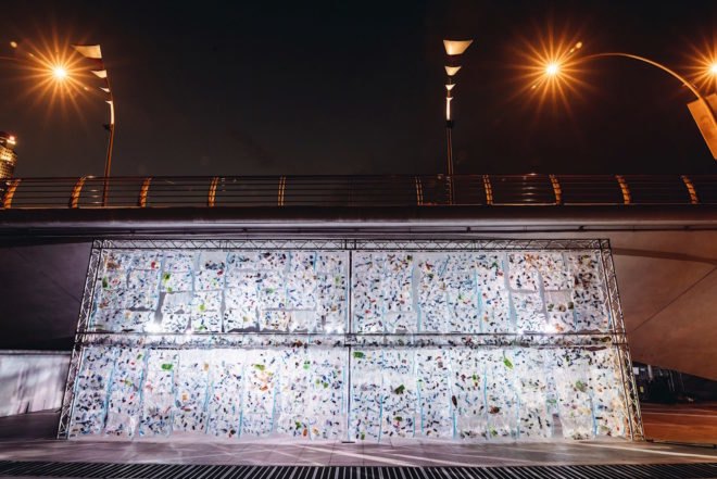 Beneath the Esplanade Bridge Transitable Plastic by Luzinterruptus