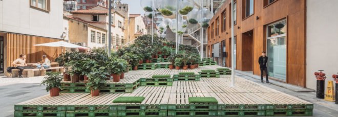 Urban Bloom Shanghai, Urban Bloom installation, Urban Bloom pop up park, Urban Bloom Anfu Road, Urban Bloom by URBAN MATTERS and AIM Architecture, pop up parks in China, urban interventions in China, urban interventions Shanghai,