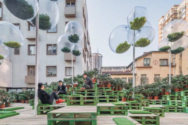 Urban Bloom Shanghai, Urban Bloom installation, Urban Bloom pop up park, Urban Bloom Anfu Road, Urban Bloom by URBAN MATTERS and AIM Architecture, pop up parks in China, urban interventions in China, urban interventions Shanghai,