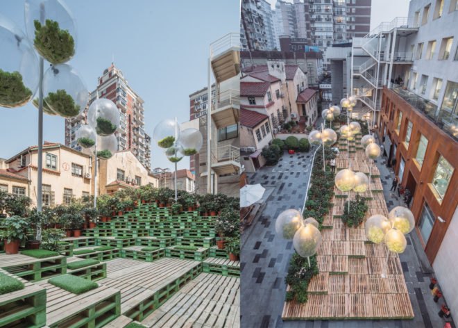 Urban Bloom Shanghai, Urban Bloom installation, Urban Bloom pop up park, Urban Bloom Anfu Road, Urban Bloom by URBAN MATTERS and AIM Architecture, pop up parks in China, urban interventions in China, urban interventions Shanghai,