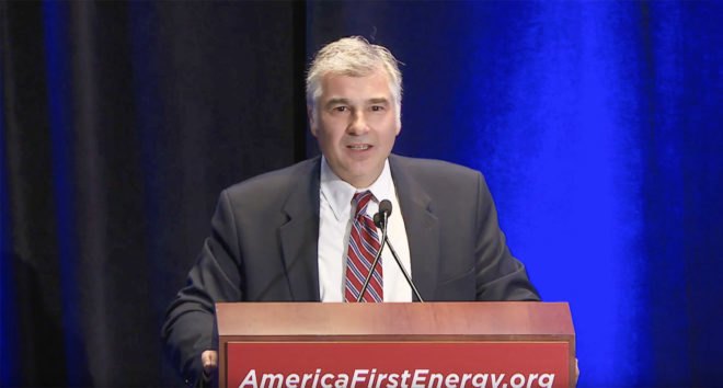 Vincent deVito delivers his keynote address at the America First Energy Conference