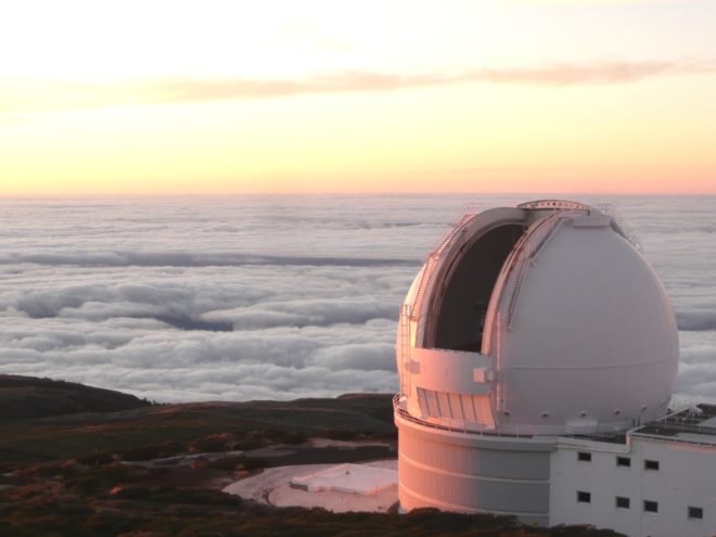 William Herschel Telescope, telescope, La Palma, Canary Islands, clouds, twilight