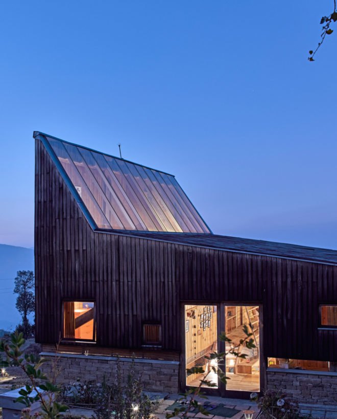 Night view Woodhouse Farm by Matra Architects