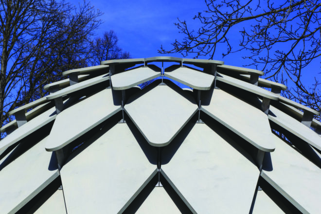 image from ground looking up at the gazebo
