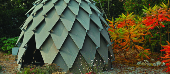 image of the gazebo, which resembles a pinecone