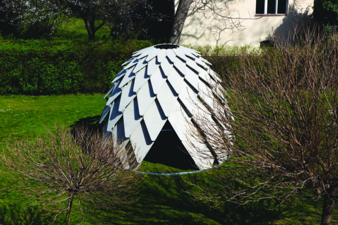 Mmcité, gazebo, Atelier SAD, waterproof, plywood, green architecture, Poland, meditation space, natural ventilation, self-supporting structure