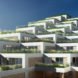 multiple tiers of green roofed apartments