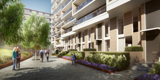 ground shot of building with walking path