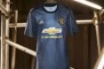 Blue jersey for Manchester United created by Adidas and Parley for the Oceans with recycled plastic