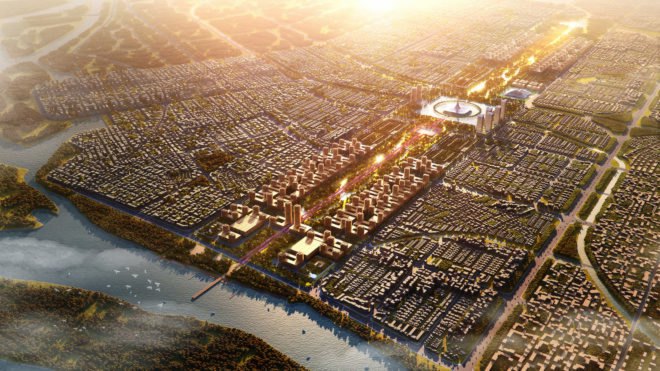 green spine Amaravati by Foster + Partners