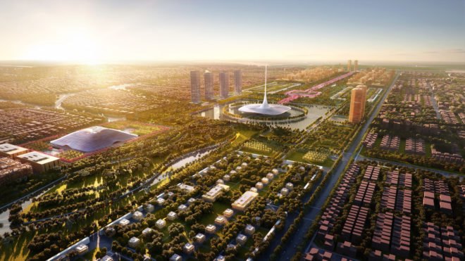 bird's eye view Amaravati by Foster + Partners