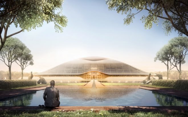 view across river Amaravati by Foster + Partners
