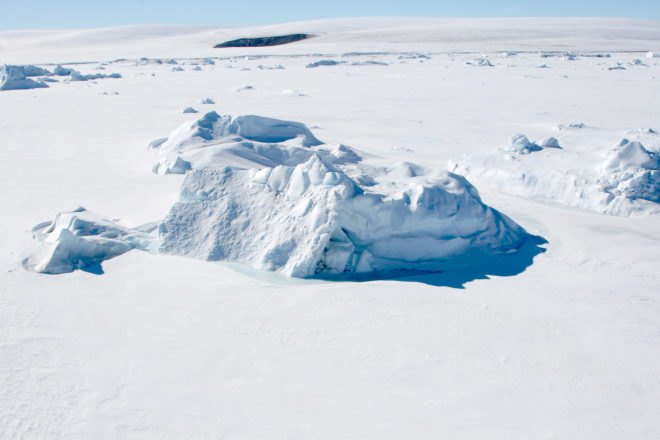 Aerial view of sea ice in Antarctica