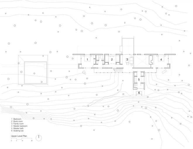 upper floor plan Bear Stand Residence by Bohlin Cywinski Jackson