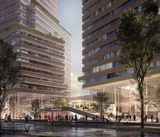 Base of two timber towers