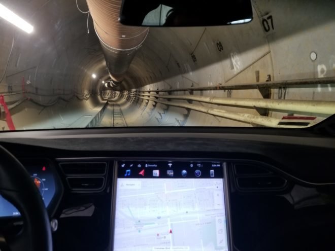 Tesla Model X in The Boring Company tunnel in Hawthorne, California