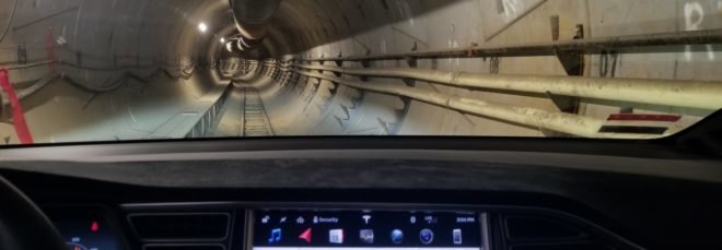 Tesla Model X in The Boring Company tunnel in Hawthorne, California