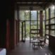 Interior of the cabins made from wood and several windows