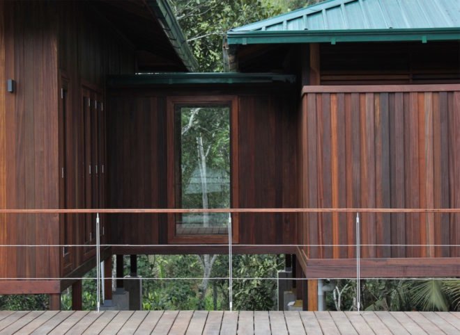 Wooden cabin on stilts