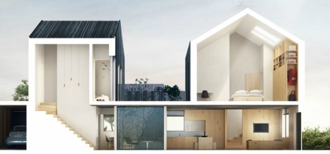 Rendering of a two-story home's interior