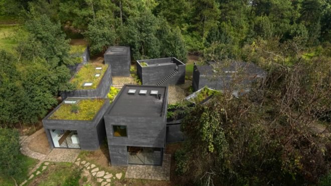 Bird's eye view of Casa Bruma by Fernanda Canales and Claudia Rodriguez
