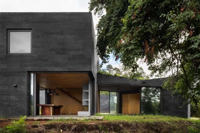 Black concrete exterior