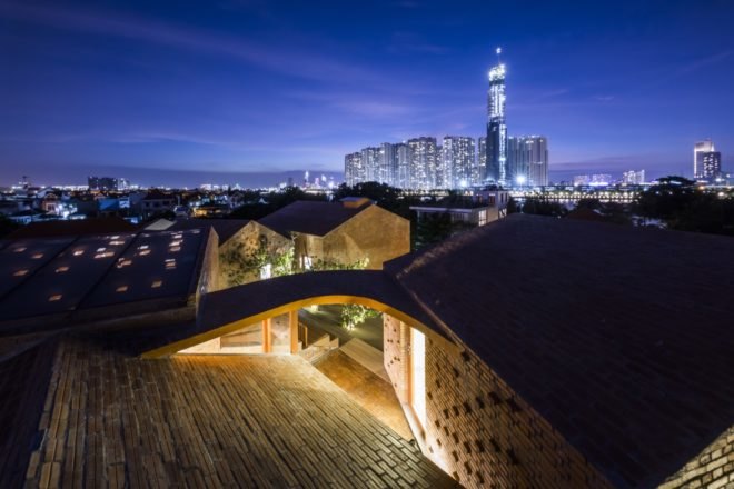 Night time view above Chuon Chuon Kim 2 Kindergarten